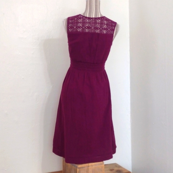 Eddie Bauer Magenta V-neck Fit & Flare Knee Length Dress Size 2 - Picture 8 of 14